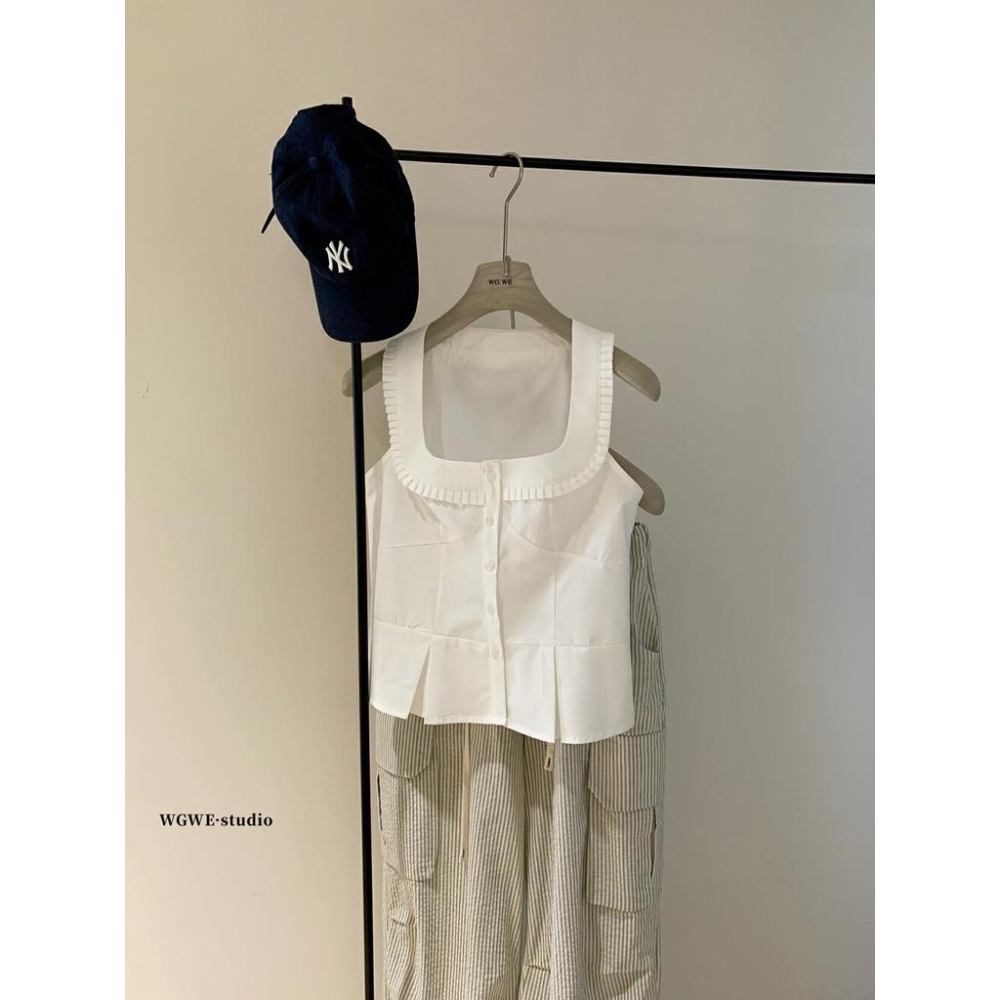 819 WGWE 弔帶背心外穿2025夏季新款露背高級感法式短款無袖小衫W5337-細節圖4