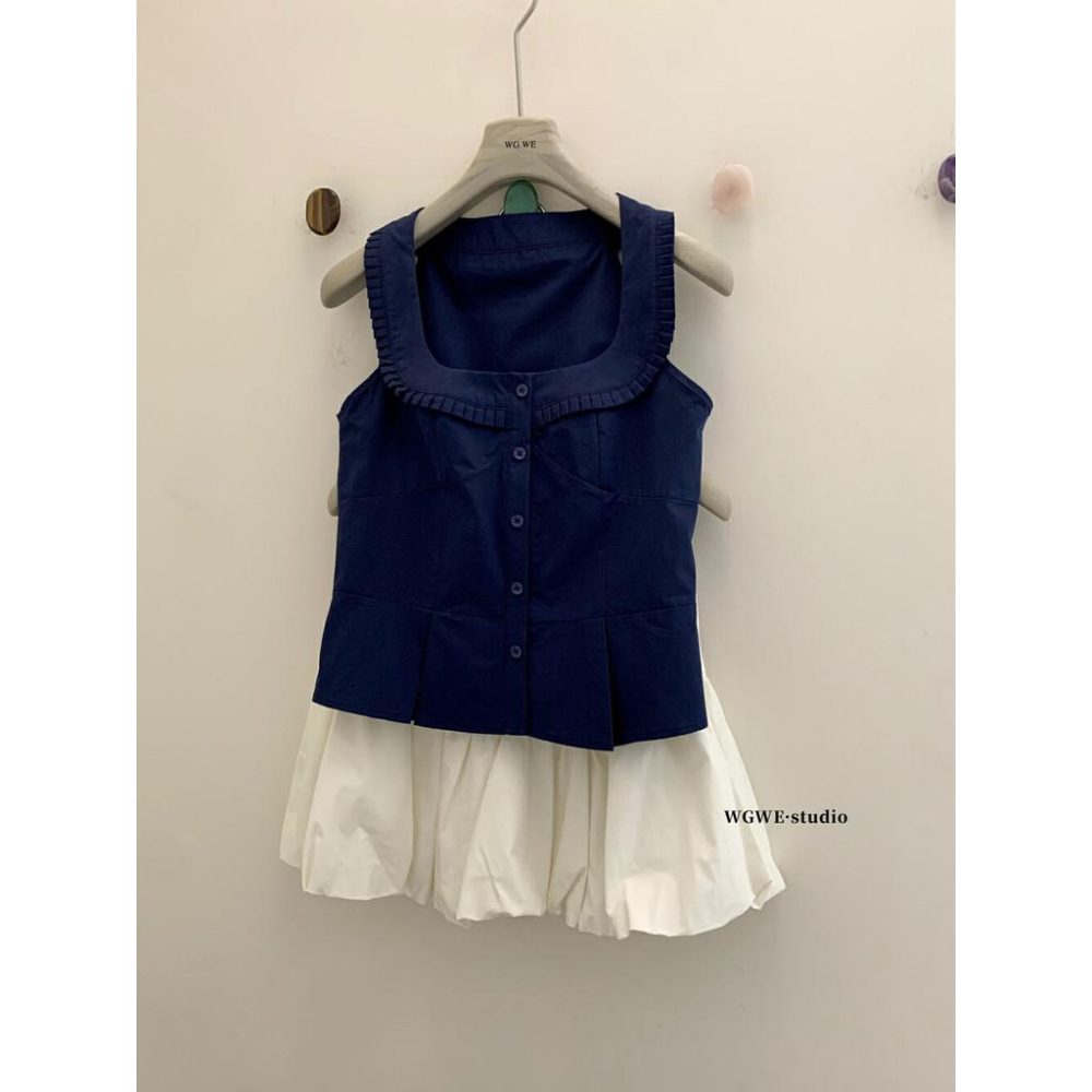 819 WGWE 弔帶背心外穿2025夏季新款露背高級感法式短款無袖小衫W5337-細節圖5