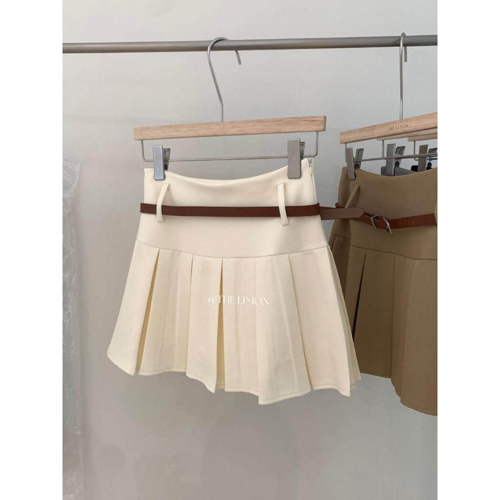 檸檬家 挖到寶啦韓版百褶設計感顯瘦半身裙(配腰帶)TM-1612-細節圖6