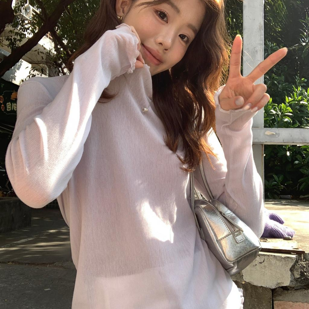 檸檬家 疊穿神器～慵懶微透木耳邊打底小衫10051-細節圖2