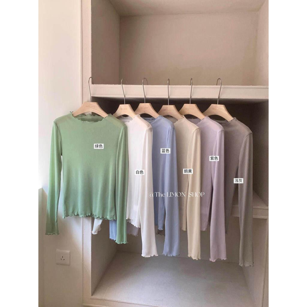 檸檬家 疊穿神器～慵懶微透木耳邊打底小衫10051-細節圖5