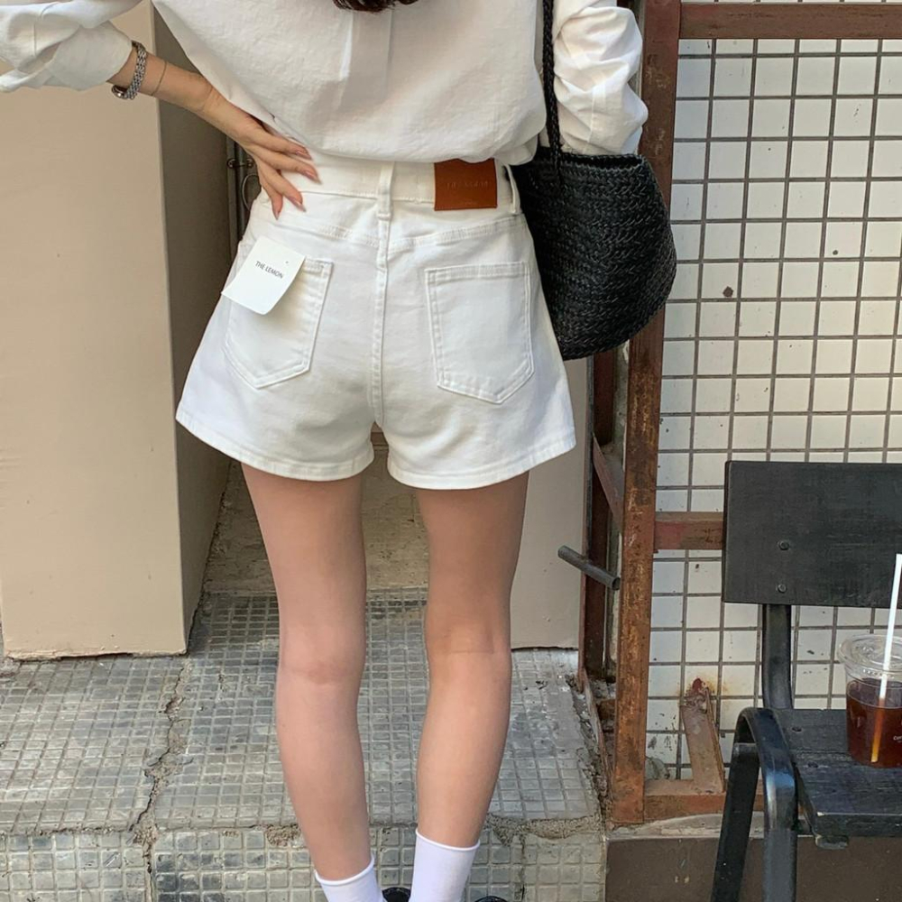 檸檬家 萬能短褲一秒拉長腿簡約高腰A字顯瘦牛仔短褲D-2800-細節圖2