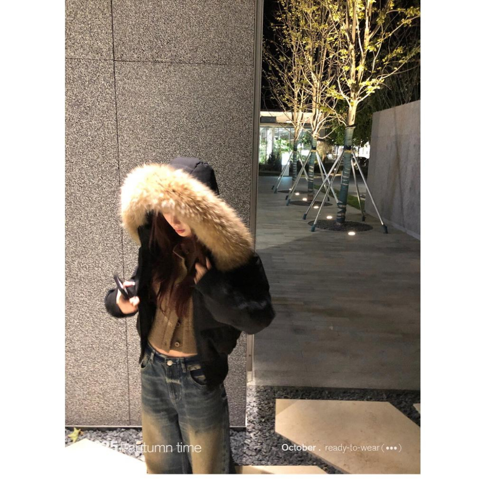 黑色短款棉服女冬季韓系加厚長袖抗寒防風棉衣外套防風過冬保暖棉服外套(配可拆卸毛領)  2255#  YYX-細節圖4