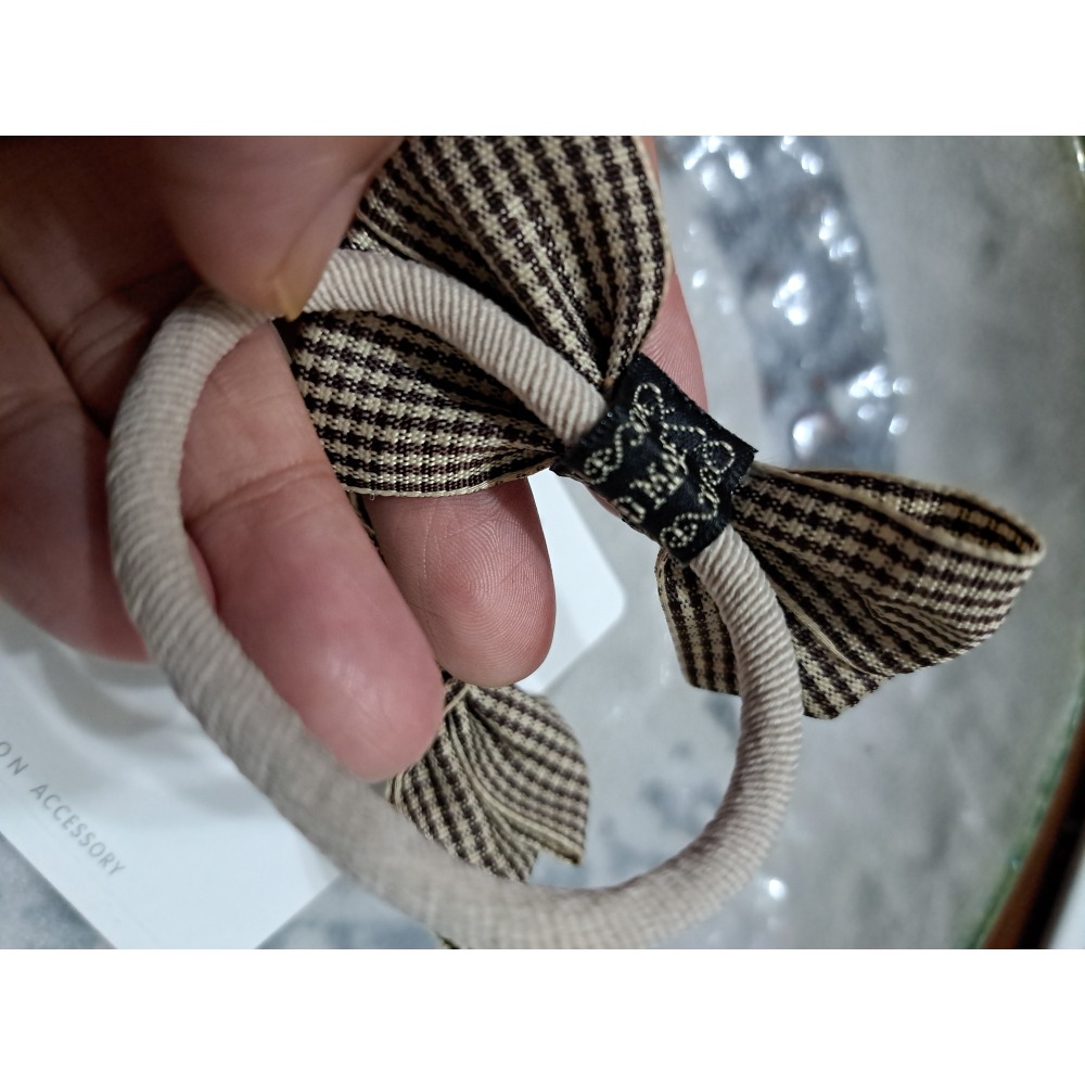 英倫文青細格髮圈2組入-細節圖2
