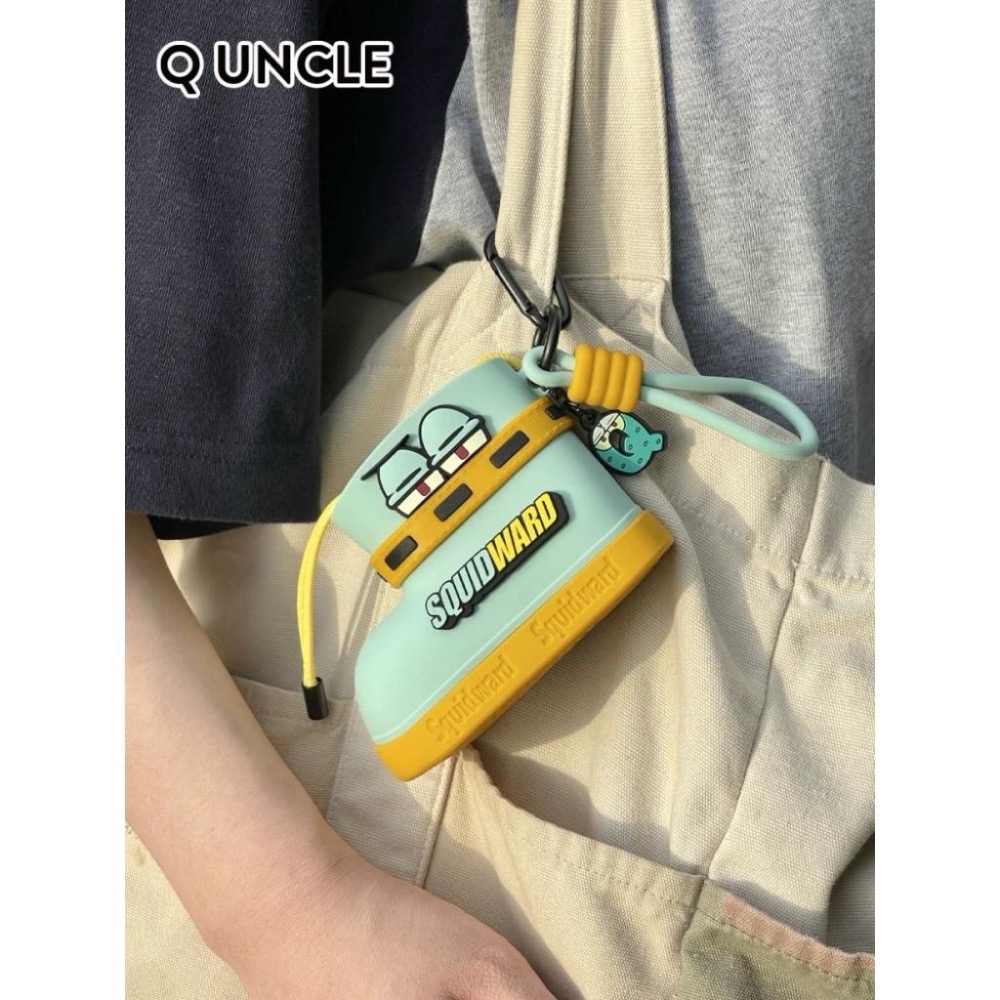 🔥現貨秒出 全新 海綿寶寶 正版授權(有盒雷標) Q版大叔 海綿寶寶雨靴款迷你收納包/耳機包/潮玩可愛掛件-細節圖5