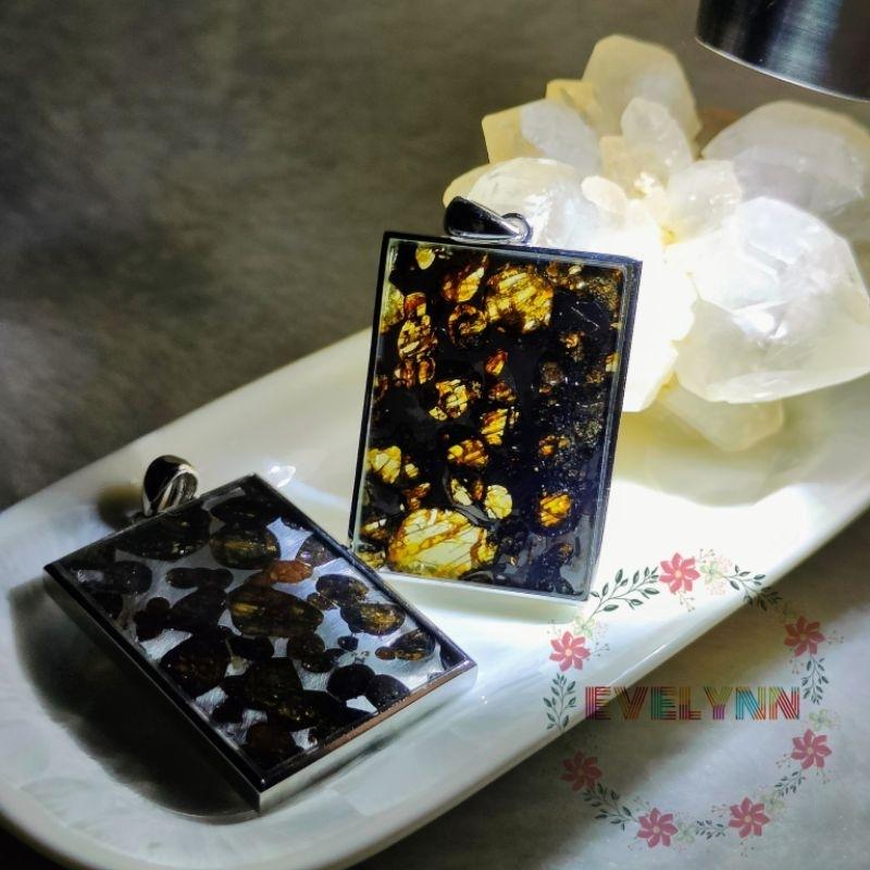 橄欖隕石吊墜 方型橄欖天鐵隕石 橄欖隕鐵無事牌 橄欖鐵隕石 橄欖石隕石 鎳鐵隕石 石鐵隕石 避邪擋煞 轉運開運 招財鎮宅-細節圖4