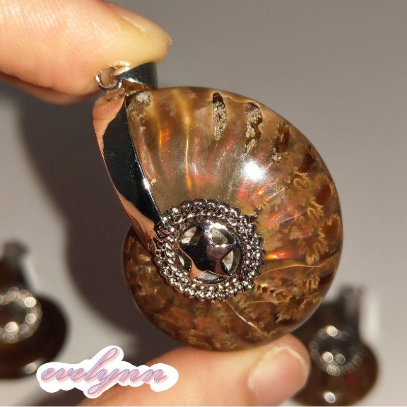 風水螺吊墜 玉化 表面有彩 斑彩螺 鸚鵡螺石 海螺石 招財只進不出-細節圖4