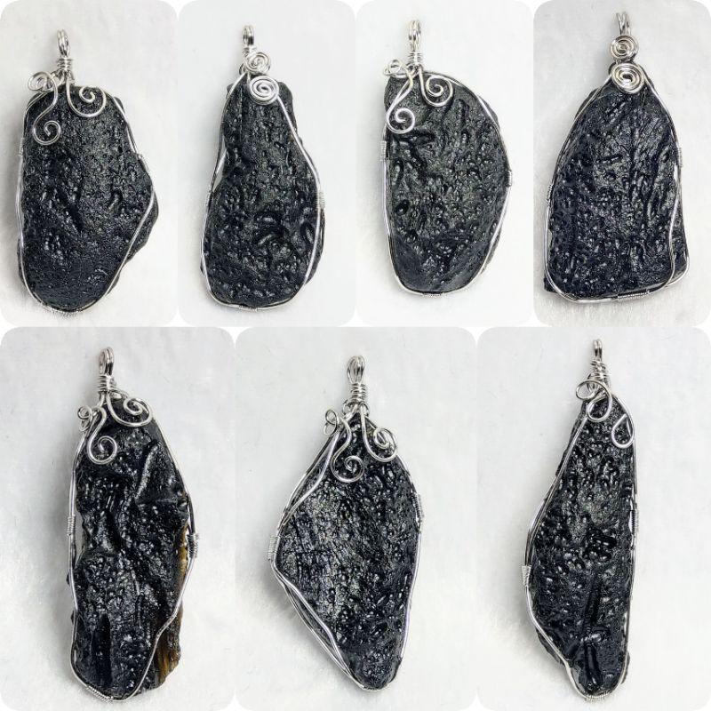 泰國雷公墨隕石吊墜 天然玻璃隕石 衝擊玻璃 泰國黑隕石 纏線包框-細節圖4