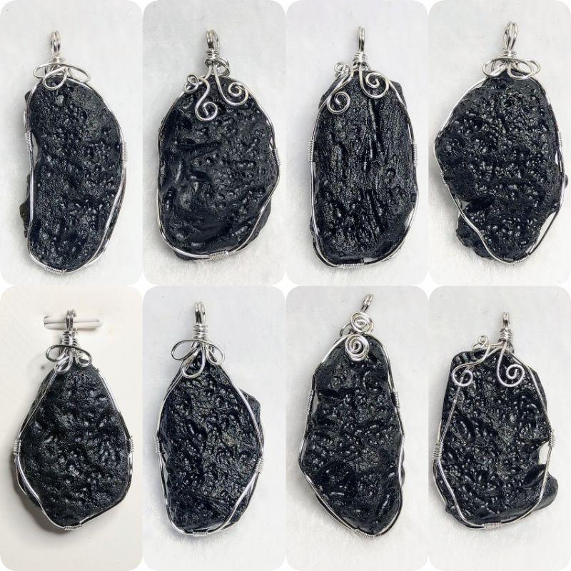 泰國雷公墨隕石吊墜 天然玻璃隕石 衝擊玻璃 泰國黑隕石 纏線包框-細節圖5