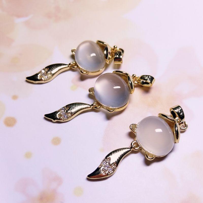 玉髓狐狸吊墜 玉髓吊飾 s925鍍金 尾巴靈活擺盪-細節圖4