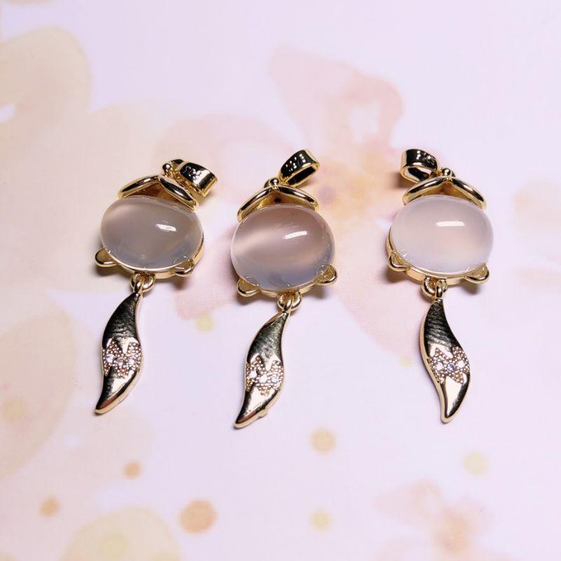 玉髓狐狸吊墜 玉髓吊飾 s925鍍金 尾巴靈活擺盪-細節圖5