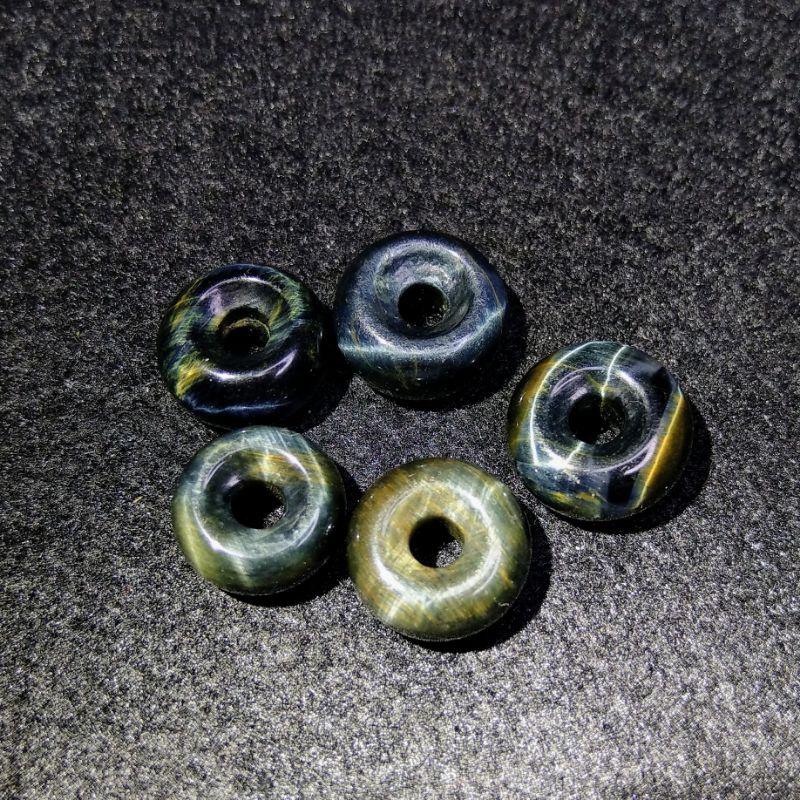 藍黃虎眼石平安扣 黃藍虎眼石吊墜-細節圖2