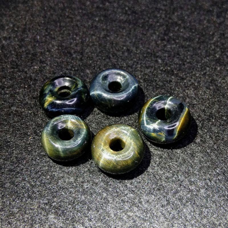 藍黃虎眼石平安扣 黃藍虎眼石吊墜-細節圖3