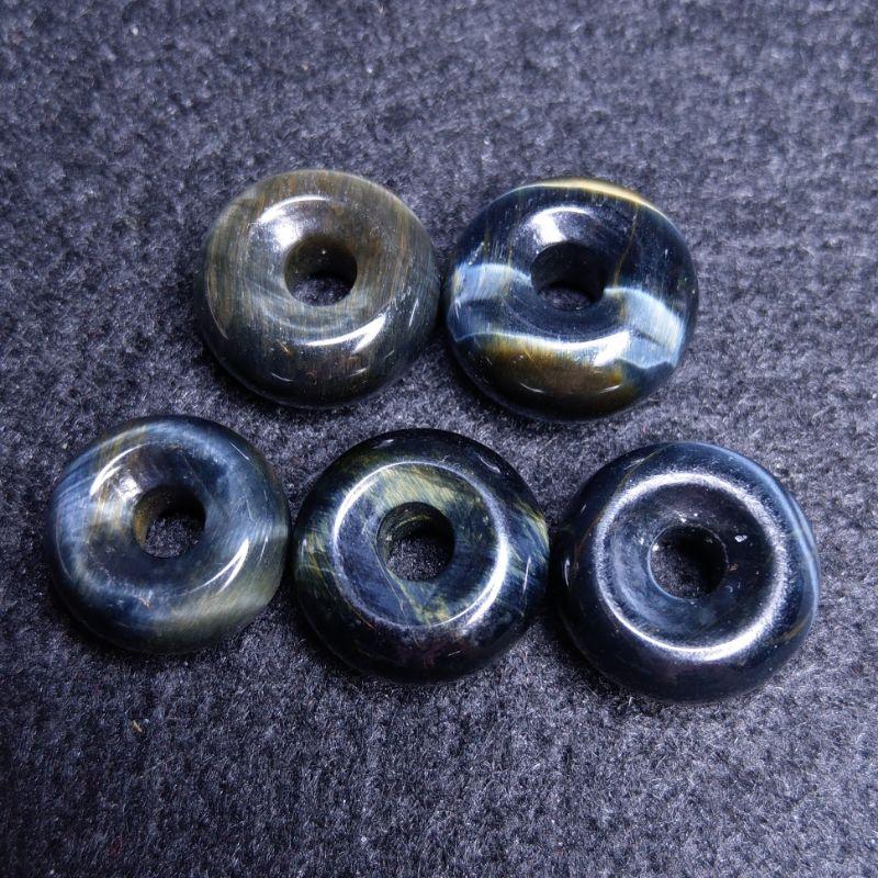 藍黃虎眼石平安扣 黃藍虎眼石吊墜-細節圖4