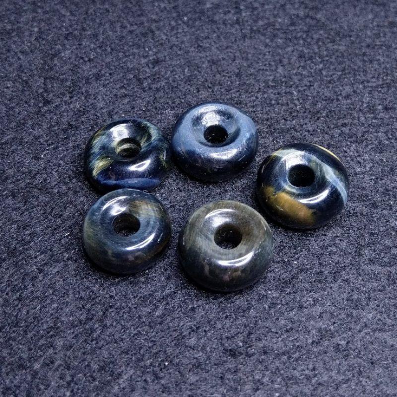 藍黃虎眼石平安扣 黃藍虎眼石吊墜-細節圖5