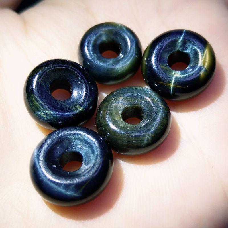 藍黃虎眼石平安扣 黃藍虎眼石吊墜-細節圖6