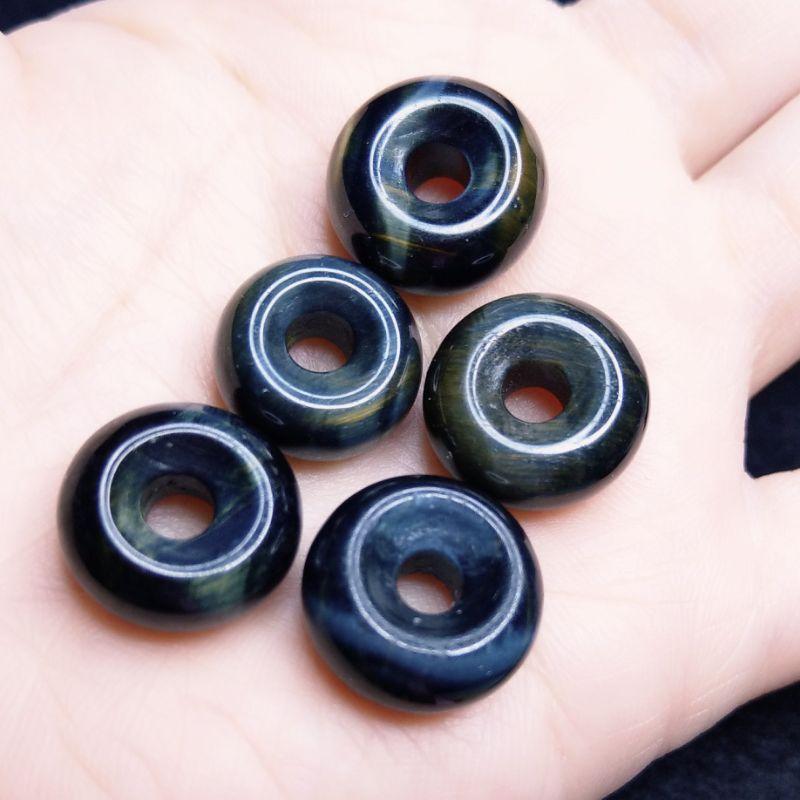 藍黃虎眼石平安扣 黃藍虎眼石吊墜-細節圖7