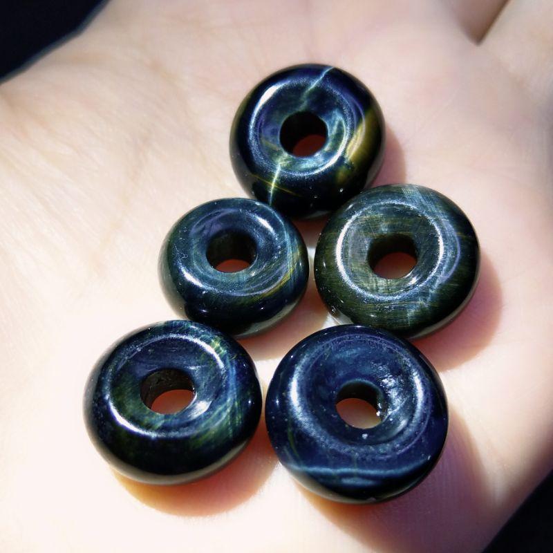 藍黃虎眼石平安扣 黃藍虎眼石吊墜-細節圖8