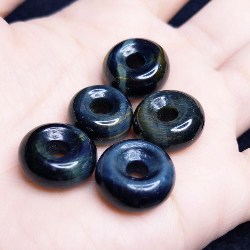 藍黃虎眼石平安扣 黃藍虎眼石吊墜-細節圖9