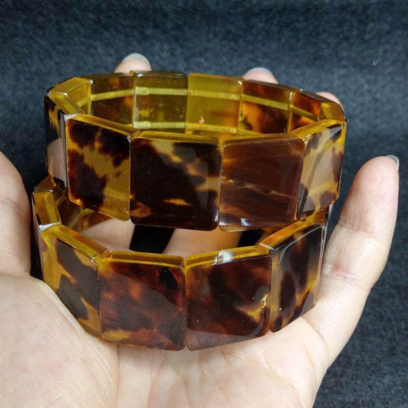 琥珀手排 玳瑁 版寬19.8手圍19（兩個）-細節圖2