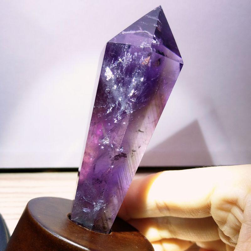 稀有品帶藍針~紫權杖 紫骨幹 紫激光柱 帶紫黃 千層色帶金字塔 帶藍層金字塔 帶彩虹光 帶第七窗口 超清透（1）-細節圖2