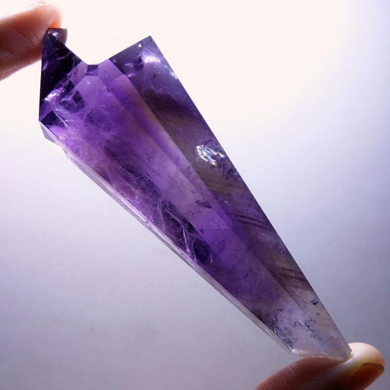 稀有品帶藍針~紫權杖 紫骨幹 紫激光柱 帶紫黃 千層色帶金字塔 帶藍層金字塔 帶彩虹光 帶第七窗口 超清透（1）-細節圖3