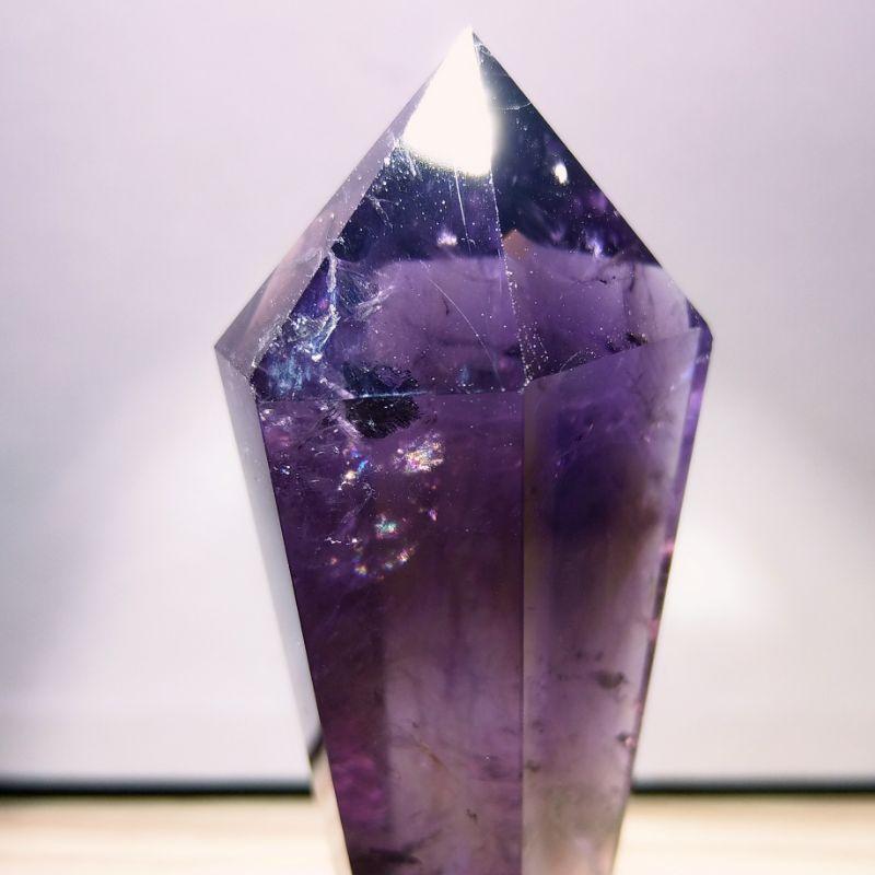 稀有品帶藍針~紫權杖 紫骨幹 紫激光柱 帶紫黃 千層色帶金字塔 帶藍層金字塔 帶彩虹光 帶第七窗口 超清透（1）-細節圖6