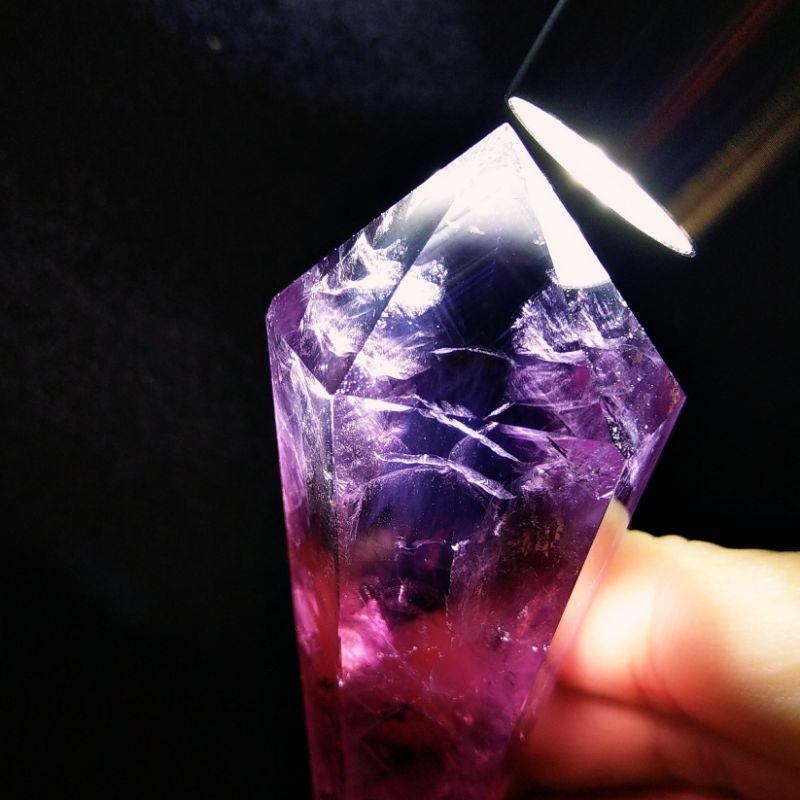 稀有品帶藍針~紫權杖 紫骨幹 紫激光柱 帶紫黃 千層色帶金字塔 帶藍層金字塔 帶彩虹光 帶第七窗口 超清透（1）-細節圖8