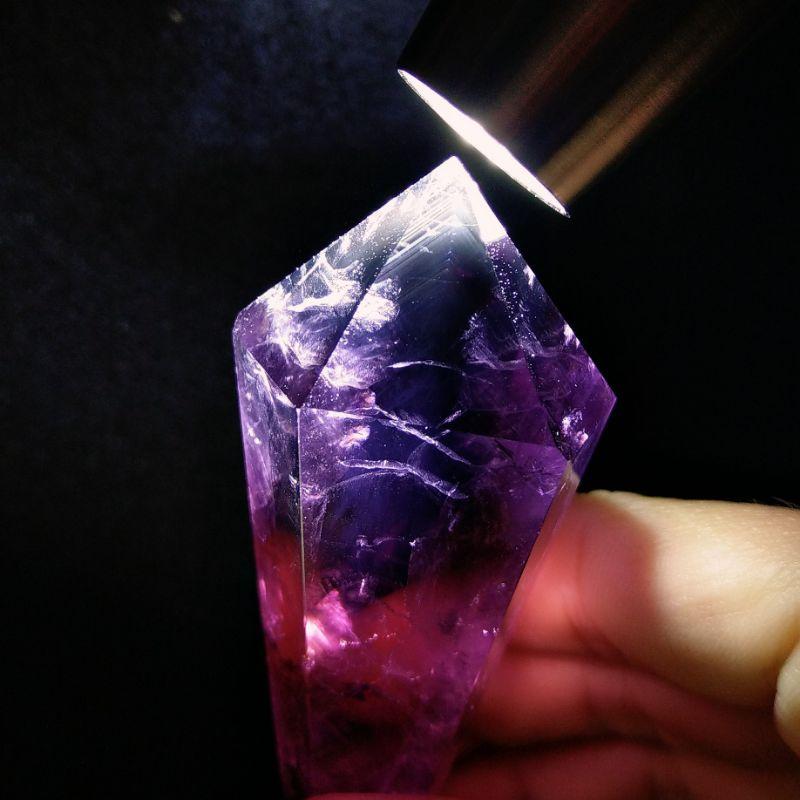 稀有品帶藍針~紫權杖 紫骨幹 紫激光柱 帶紫黃 千層色帶金字塔 帶藍層金字塔 帶彩虹光 帶第七窗口 超清透（1）-細節圖9