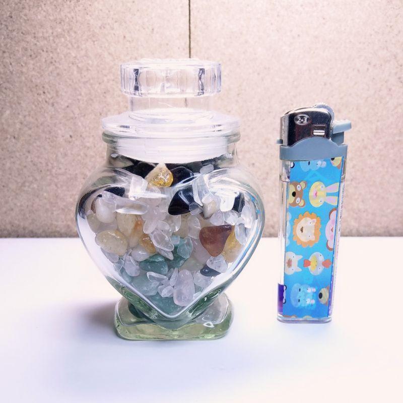碎石水晶能量瓶 水晶碎石 消磁淨化 白水晶 黃水晶 東陵玉 粉晶 黑曜石 含心型玻璃瓶-細節圖6
