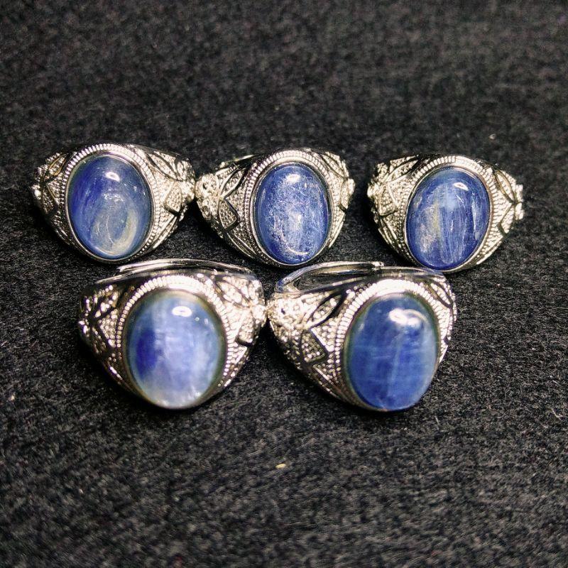 藍晶石戒指 藍晶石男戒 透光 貓眼效應 天然無優化無染色 s925銀活尾-細節圖4