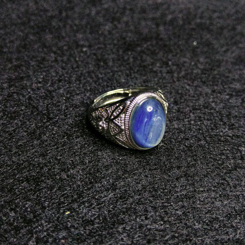 藍晶石戒指 藍晶石男戒 透光 貓眼效應 天然無優化無染色 s925銀活尾-細節圖5