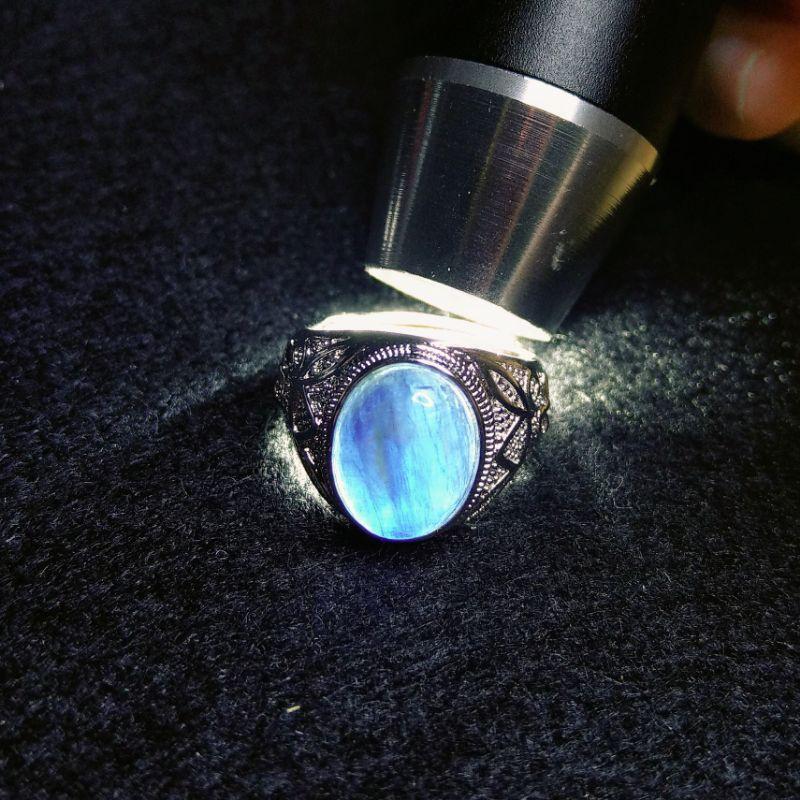 藍晶石戒指 藍晶石男戒 透光 貓眼效應 天然無優化無染色 s925銀活尾-細節圖7