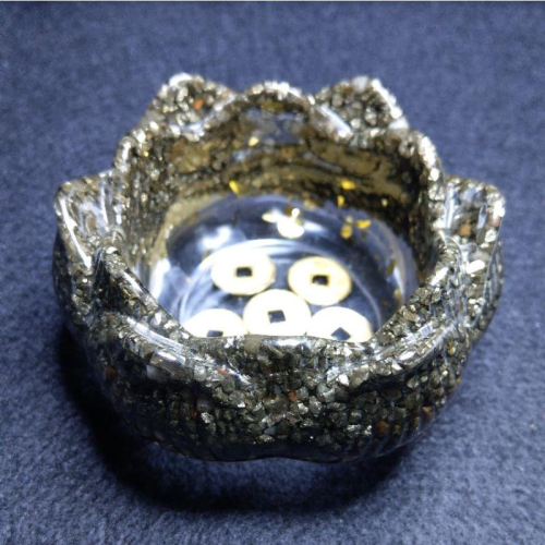 黃銅礦消磁碗 奧根消磁碗 蓮花消磁碗 水晶滴膠