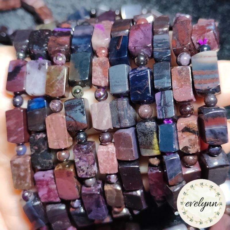 舒俱來手串 方糖 方塊 舒俱萊 舒俱徠 黑舒 紅舒 綠舒 藍舒 鐵舒 紫舒 花舒 部份玉化 老礦-細節圖2