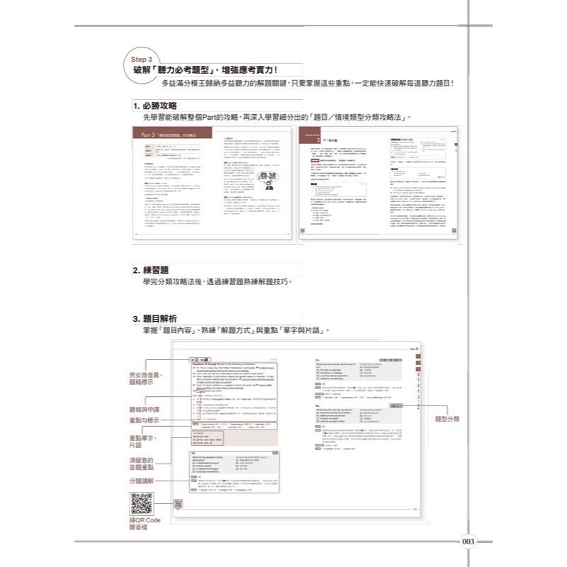 70次滿分的「多益滿分模王」多益TOEIC 聽力Part 1-4高分祕笈(附「Youtor App」內含VRP虛擬點讀筆-細節圖3