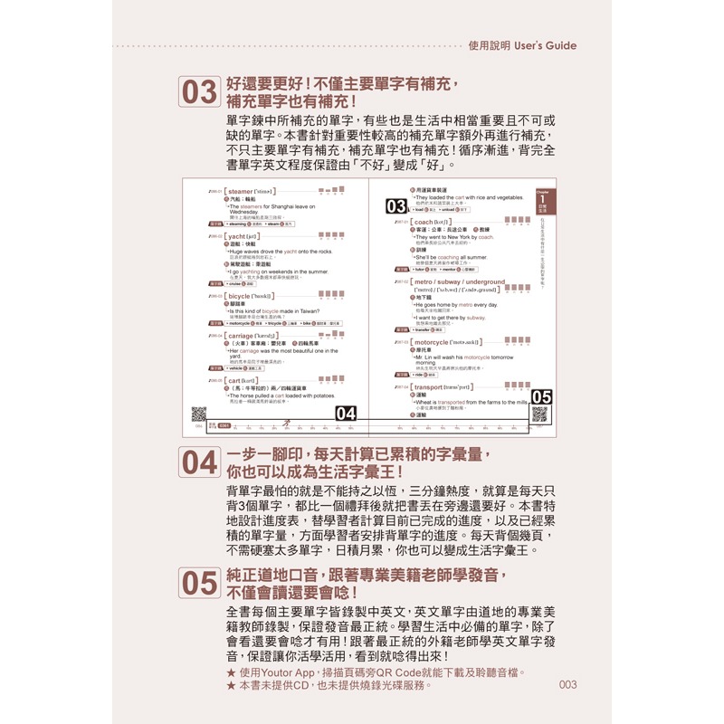 一生必學的萬用英文單字【隨身版】(附「Youtor App」內含VRP虛擬點讀筆+防水書套)-細節圖3