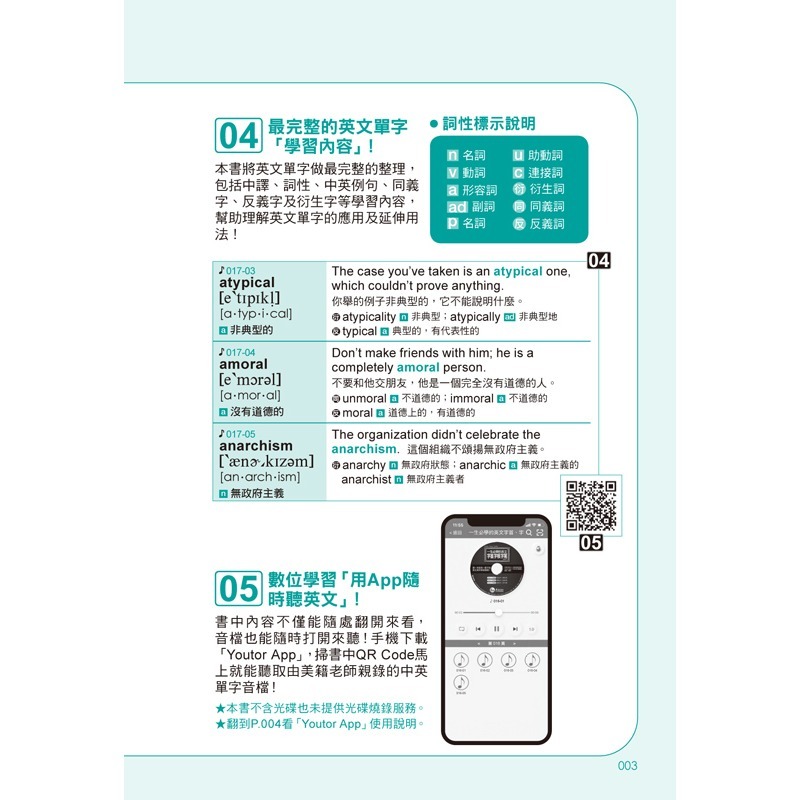 一生必學的英文字首、字根、字尾【隨身版】(附防水書套+Youtor App「內含虛擬點讀筆」)-細節圖3