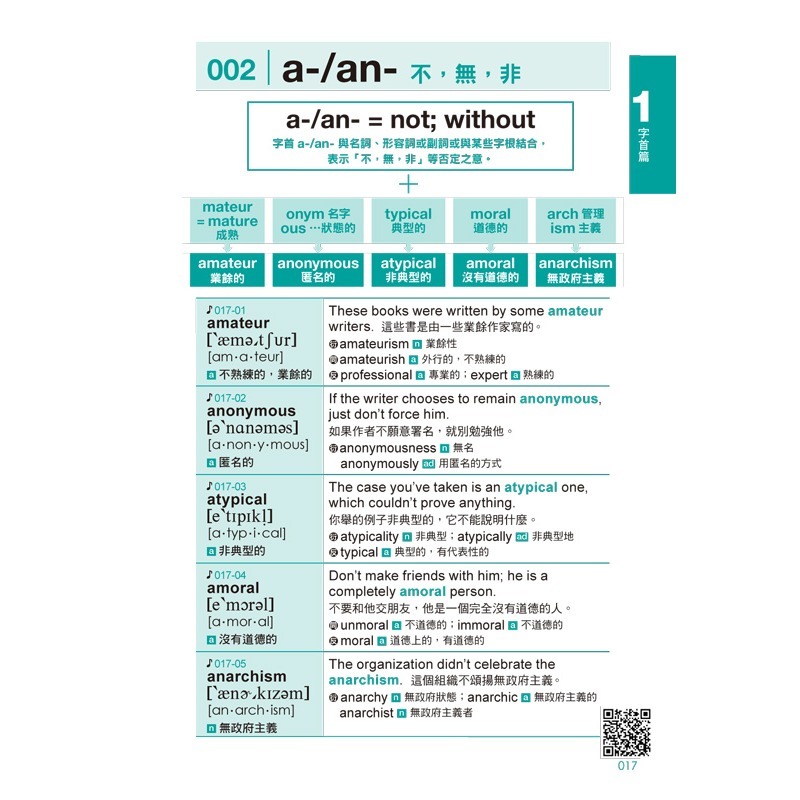 一生必學的英文字首、字根、字尾【隨身版】(附防水書套+Youtor App「內含虛擬點讀筆」)-細節圖5