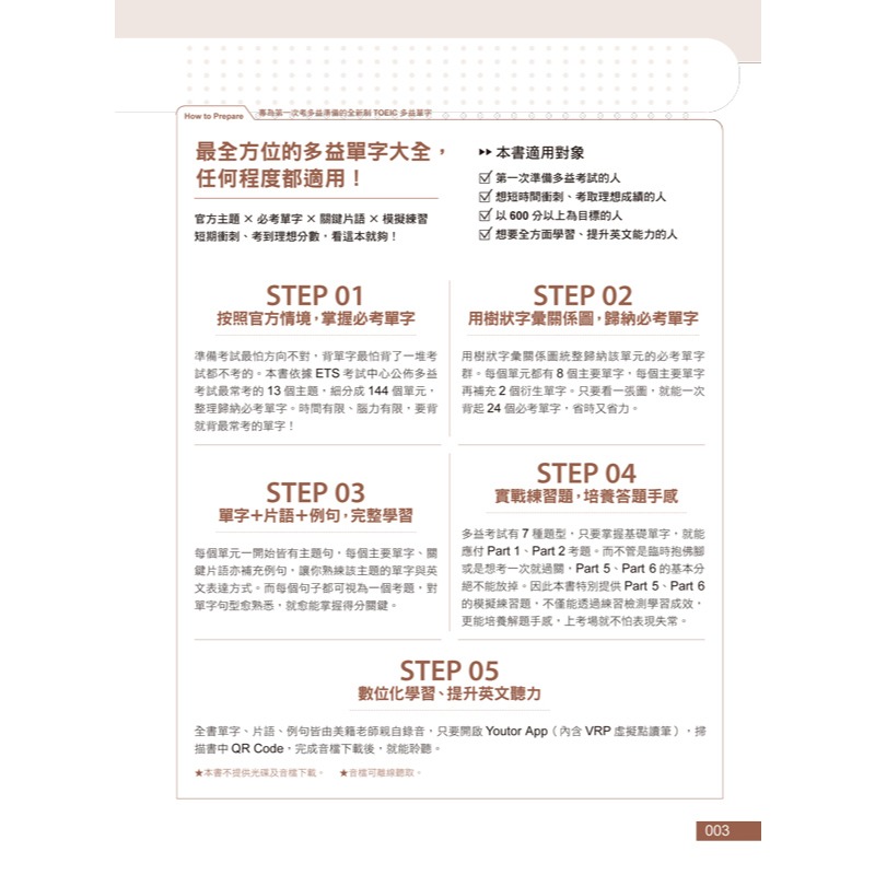 專為第一次考多益準備的全新制TOEIC多益單字(附「Youtor App」內含VRP虛擬點讀筆)-細節圖2