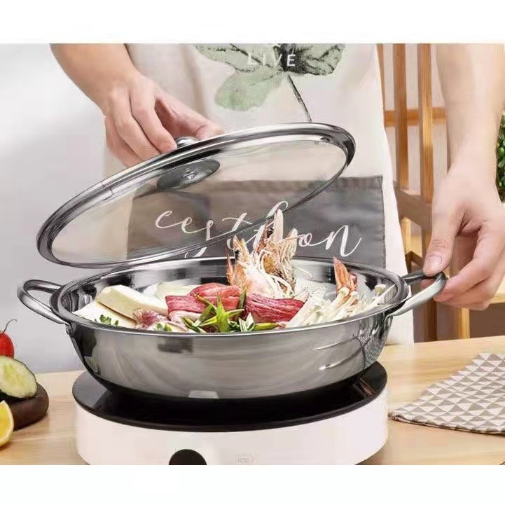 加厚不鏽鋼鴛鴦鍋/304復底鴛鴦鍋 兩種湯頭一次滿足  任君選擇 不挑爐具 透明強化玻璃蓋-細節圖4