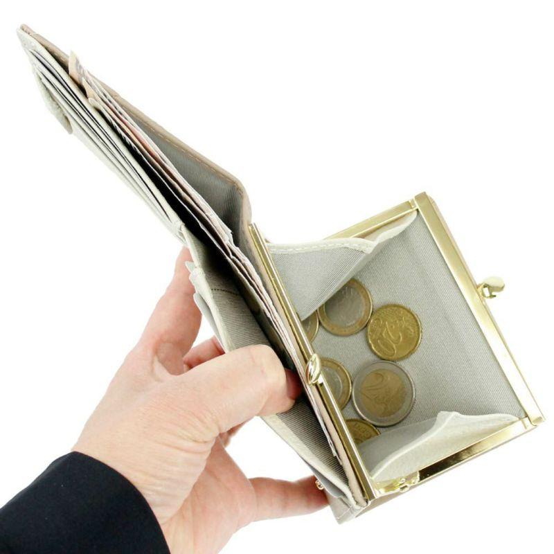 口金 珠扣 短夾 對折 雙折 錢包 皮夾 皮包 牛皮 真皮 Artisane josse 日本 義大利皮革 RFID-細節圖3