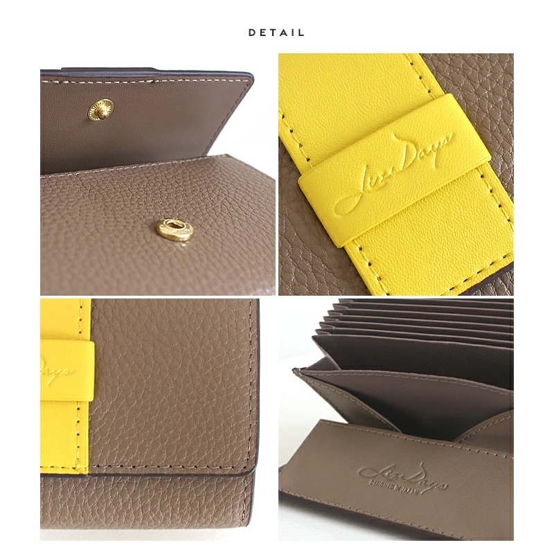 日本進口｜LIZDAYS 本革迷你二折皮夾｜不折鈔收納｜17色｜RFID 防盜｜大容量風琴式卡夾｜立體盒式零錢袋-細節圖9