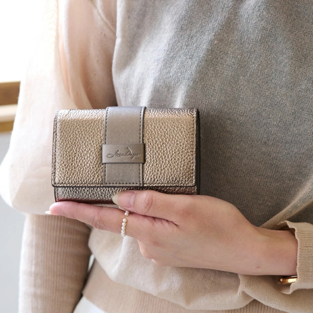 日本進口｜LIZDAYS 本革迷你二折皮夾｜不折鈔收納｜17色｜RFID 防盜｜大容量風琴式卡夾｜立體盒式零錢袋-規格圖11