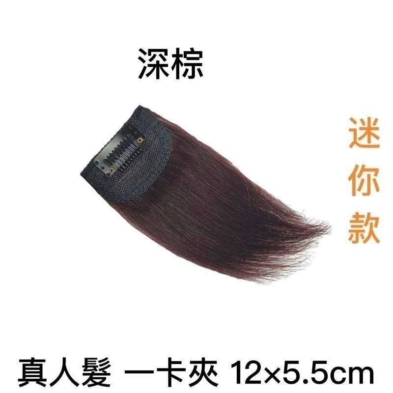 真人髮 一卡夾12*5.5cm 深棕1片