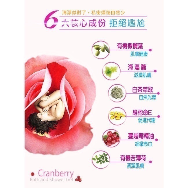 【筑小舖】Arenes 蔓越莓私密照護沐浴露 350ml/瓶-細節圖4