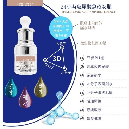 【筑小舖】HERBELIA 24小時玻尿酸急救安瓶 30ml/瓶