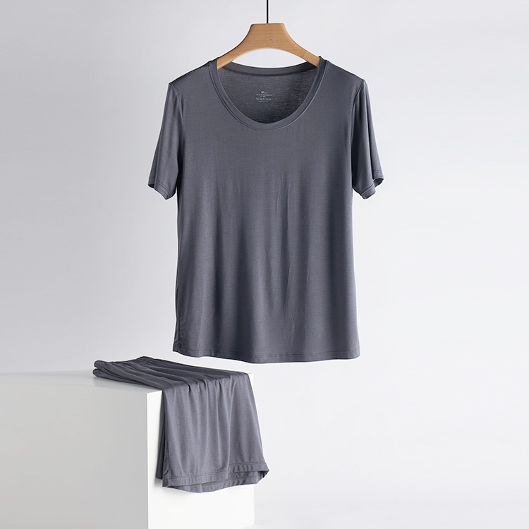 ​莫代爾比特棉短袖T恤女夏季新款圓領打底衫薄款內搭寬鬆休閒上衣-細節圖2