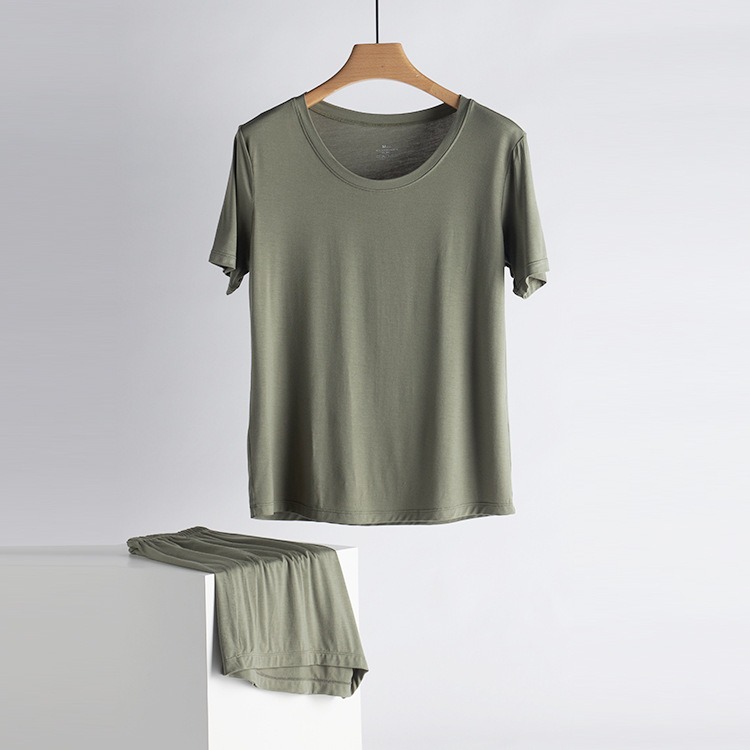 ​莫代爾比特棉短袖T恤女夏季新款圓領打底衫薄款內搭寬鬆休閒上衣-細節圖3