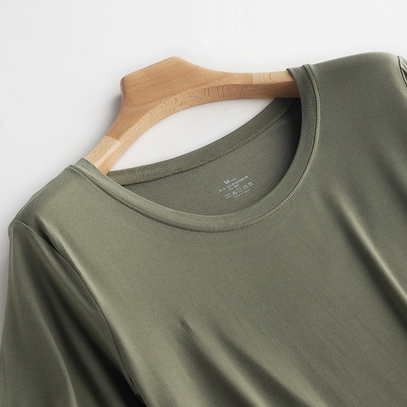​莫代爾比特棉短袖T恤女夏季新款圓領打底衫薄款內搭寬鬆休閒上衣-細節圖7